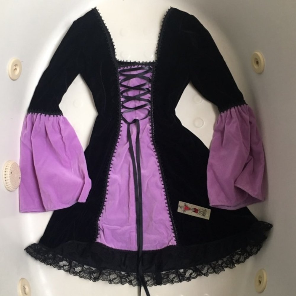 Gothic Purple Black Velvet Dress